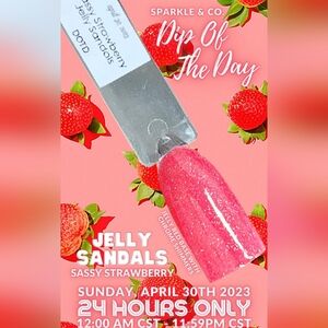 Sparkle & Co Dotd Sassy Strawberry Jelly Sandals mini dip powder